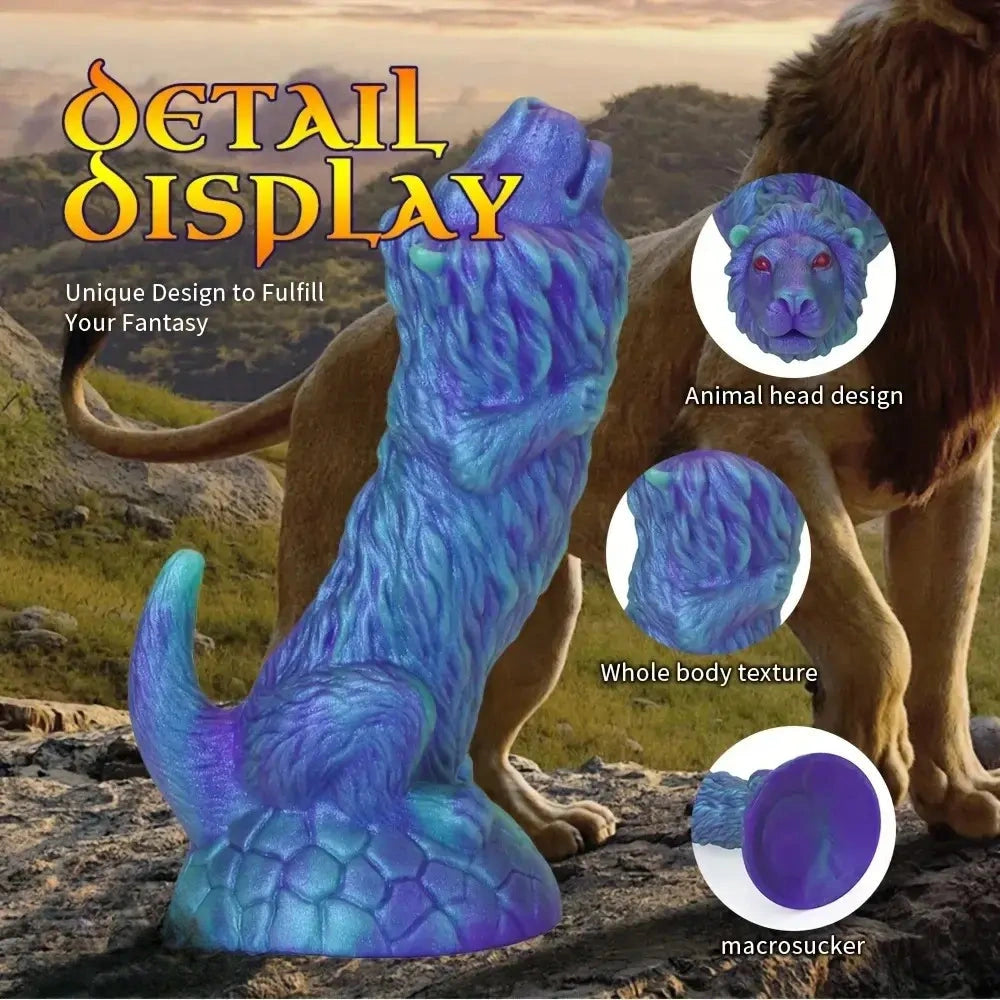 7.83in 9.01in 10.55in Unique Blue Lion Animal Dildo Thick Silicone Soft Dildo