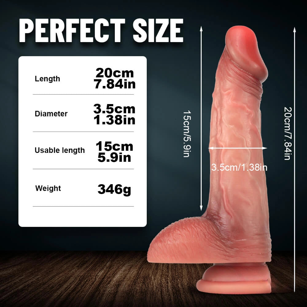 7.84in Lifelike Soft Silicone Dildo For Vaginal G-spot Stimulation