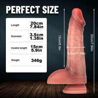 7.84in Lifelike Soft Silicone Dildo For Vaginal G-spot Stimulation