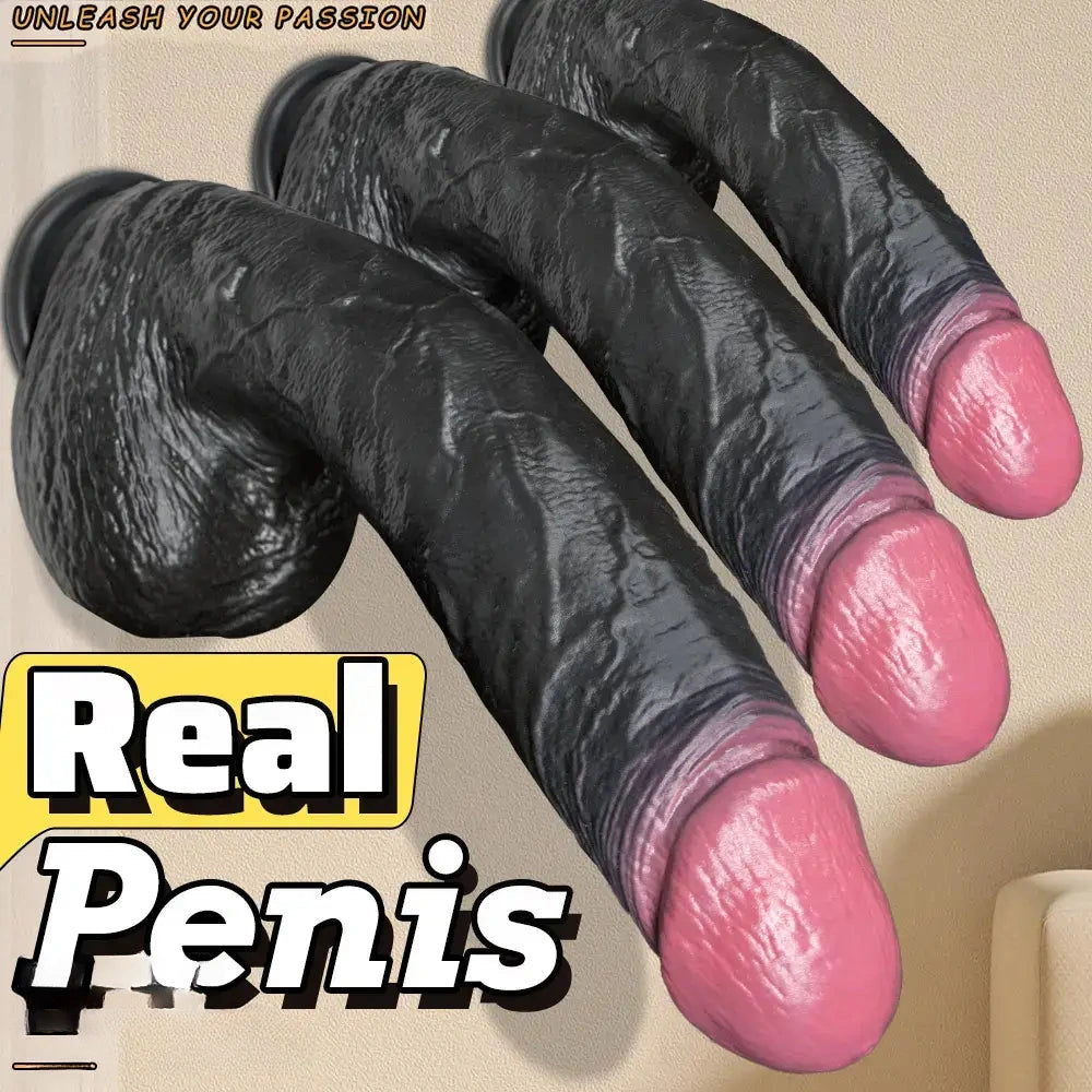 7.87in 10.03in 11.88in Dual Density Silicone Lifelike Big Strapon Dildo Dilator