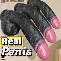 7.87in 10.03in 11.88in Dual Density Silicone Lifelike Big Strapon Dildo Dilator