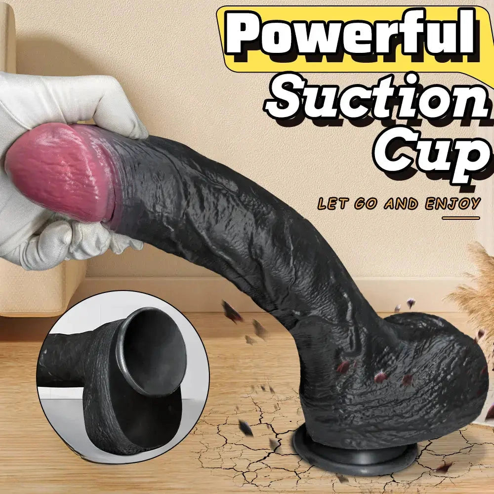 7.87in 10.03in 11.88in Dual Density Silicone Lifelike Big Strapon Dildo Dilator