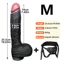 7.87in 10.03in 11.88in Dual Density Silicone Lifelike Big Strapon Dildo Dilator
