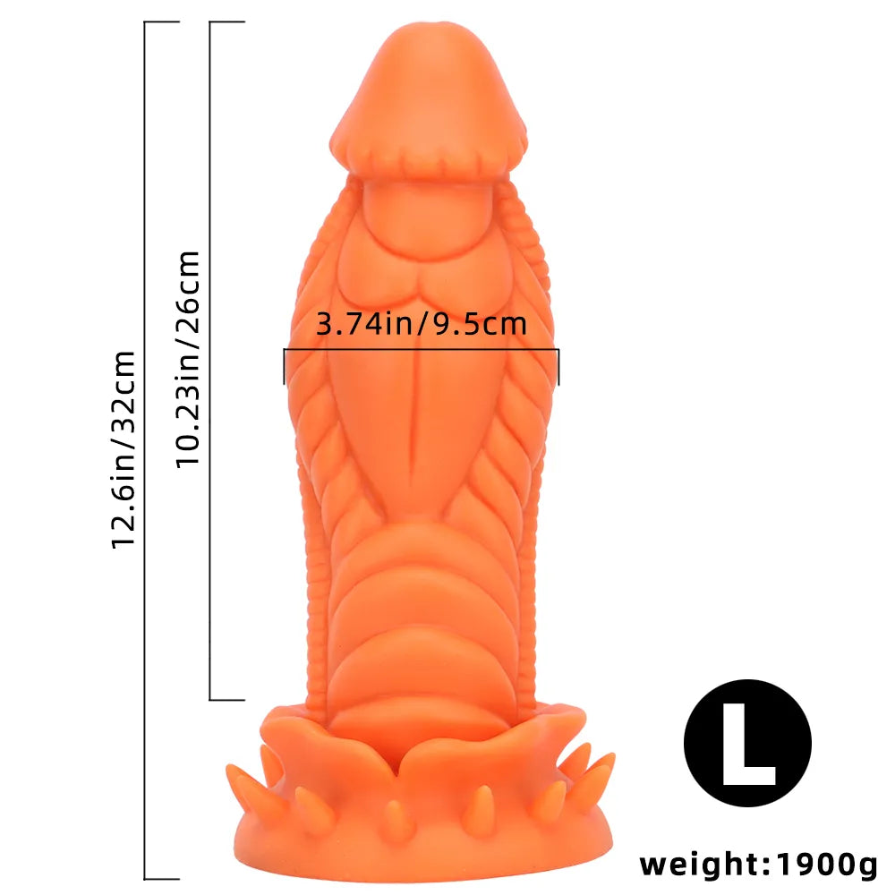 7.87in 10.43in 12.6in Fantasy Silicone Soft Big No Eggs Dragon Dildo