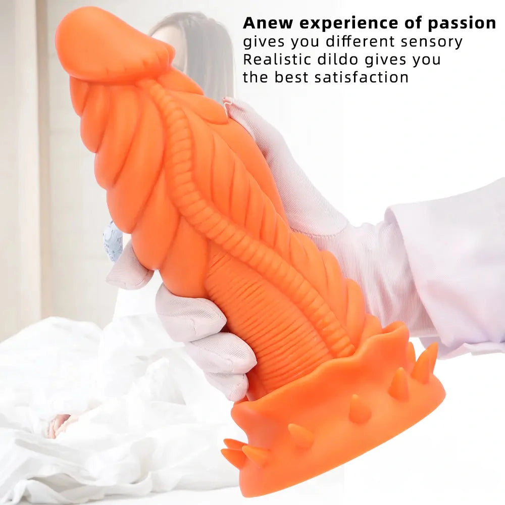 7.87in 10.43in 12.6in Fantasy Silicone Soft Big No Eggs Dragon Dildo