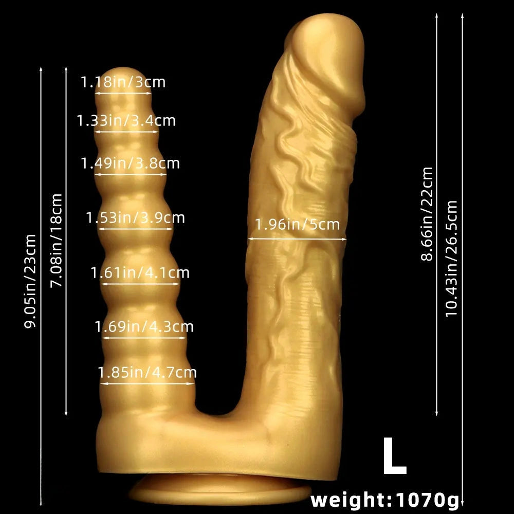 7.87in 10.43in Large Silicone Double-ended Dildo Soft Women Masturbator