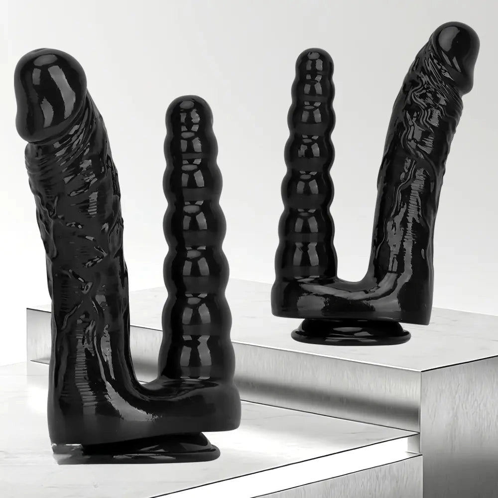 7.87in 10.43in PVC Double Headed Dildo Masturbator With Simulated Cock