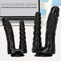 7.87in 10.43in PVC Double Headed Dildo Masturbator With Simulated Cock