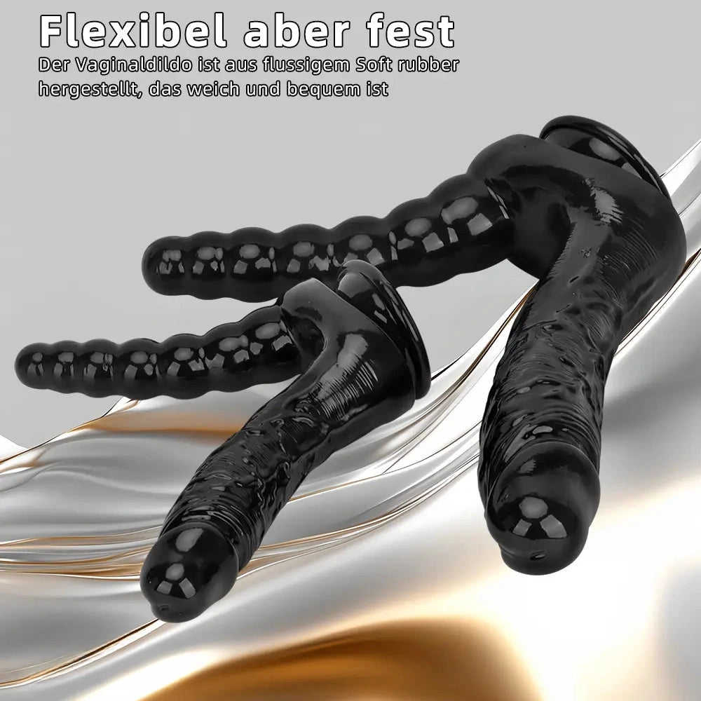 7.87in 10.43in PVC Double Headed Dildo Masturbator With Simulated Cock