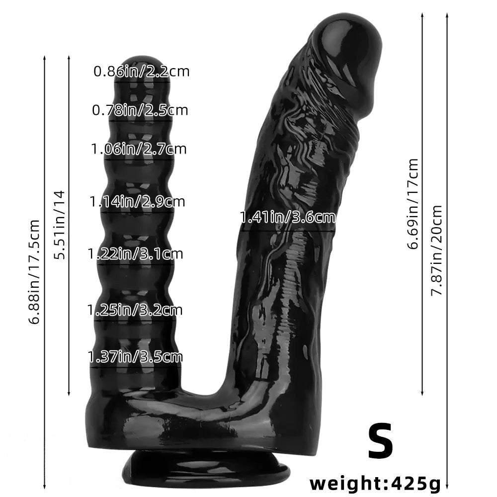 7.87in 10.43in PVC Double Headed Dildo Masturbator With Simulated Cock