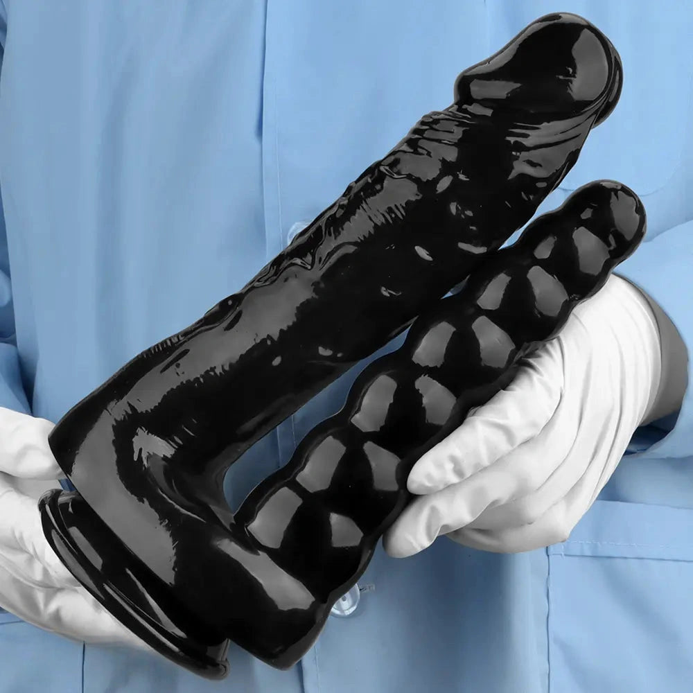7.87in 10.43in PVC Double Headed Dildo Masturbator With Simulated Cock