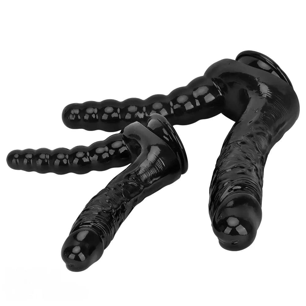 7.87in 10.43in PVC Double Headed Dildo Masturbator With Simulated Cock
