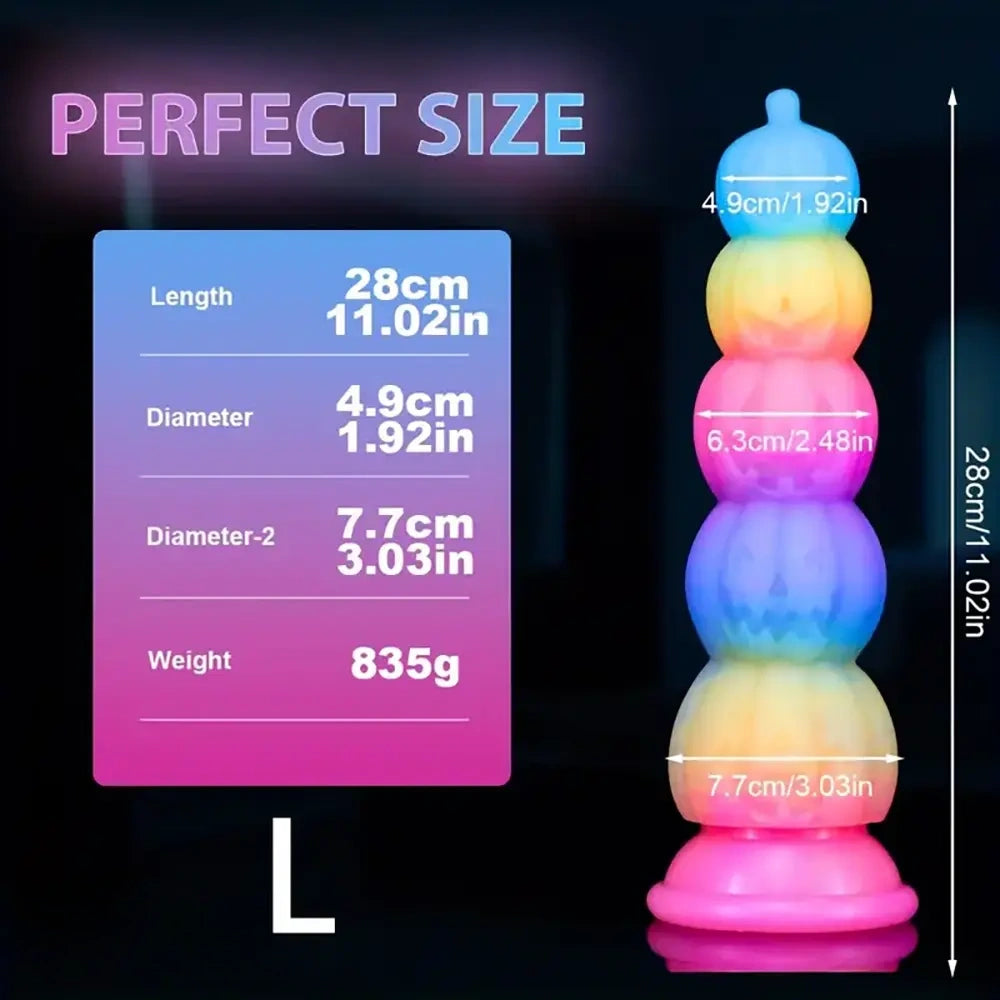 7.87in 11.02in Silicone Halloween Pumpkin Butt Plug Luminous Dildo