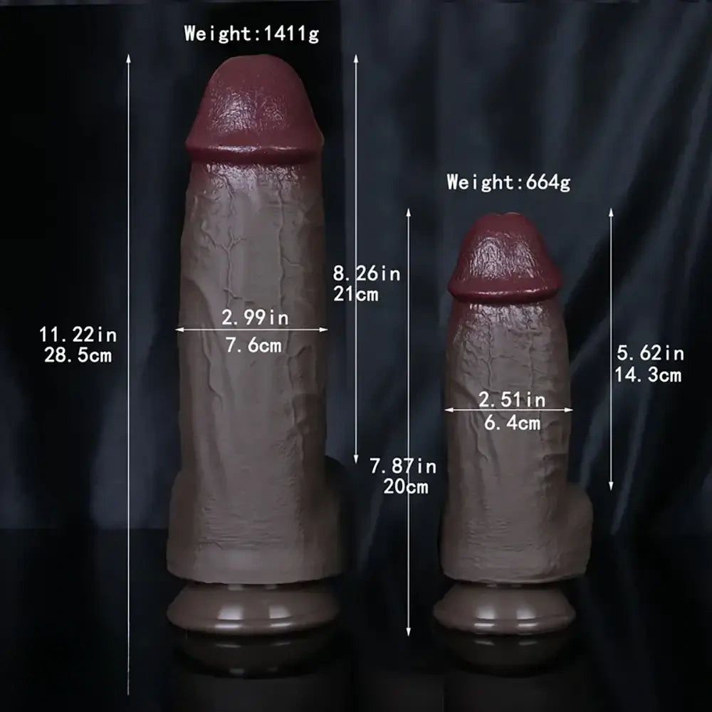 7.87in 11.22in Ebony Big Silicone Soft Dildo For Women Men Gay