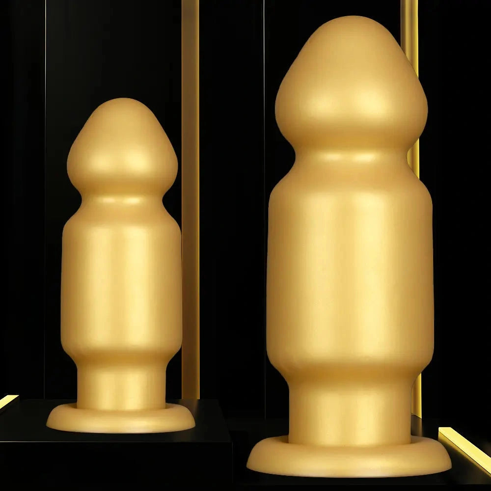 7.87in 11.22in Golden Silicone Soft Big Anal Plug Dildo For Anal Expansion