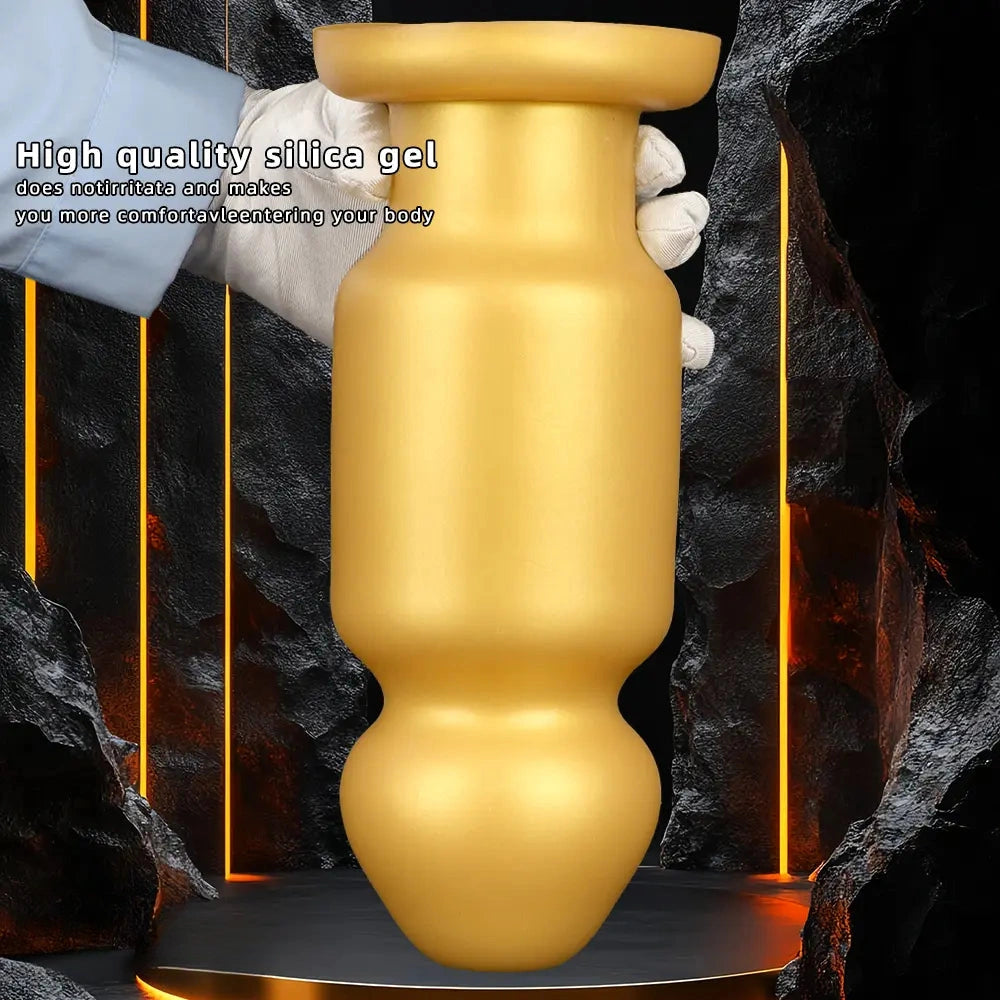 7.87in 11.22in Golden Silicone Soft Big Anal Plug Dildo For Anal Expansion