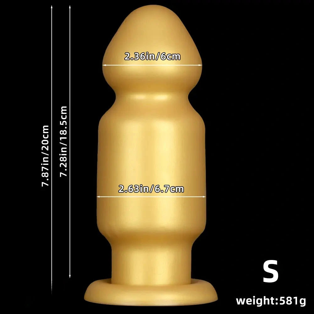 7.87in 11.22in Golden Silicone Soft Big Anal Plug Dildo For Anal Expansion