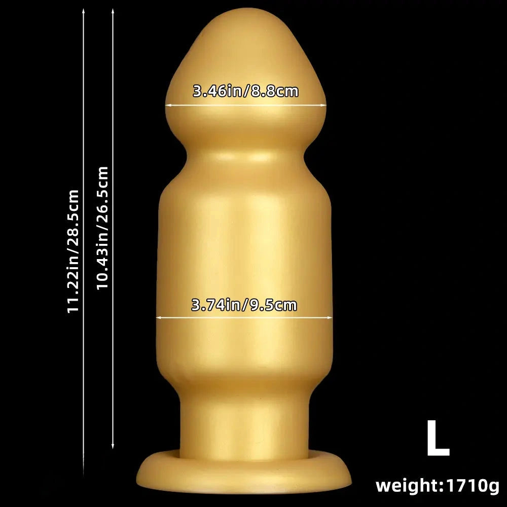 7.87in 11.22in Golden Silicone Soft Big Anal Plug Dildo For Anal Expansion