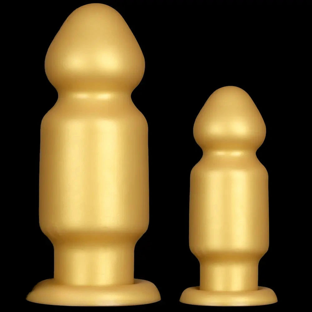 7.87in 11.22in Golden Silicone Soft Big Anal Plug Dildo For Anal Expansion