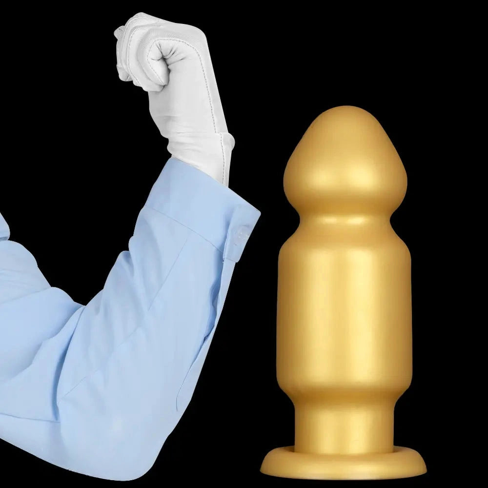 7.87in 11.22in Golden Silicone Soft Big Anal Plug Dildo For Anal Expansion