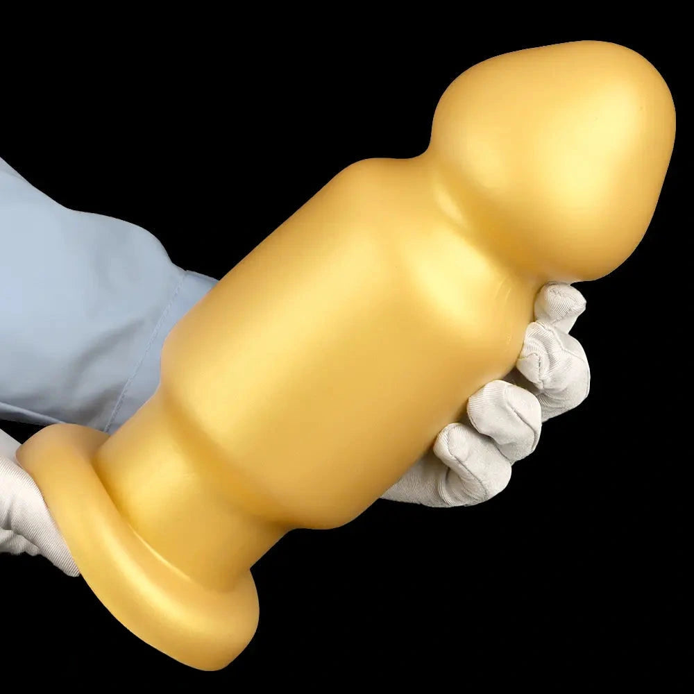 7.87in 11.22in Golden Silicone Soft Big Anal Plug Dildo For Anal Expansion