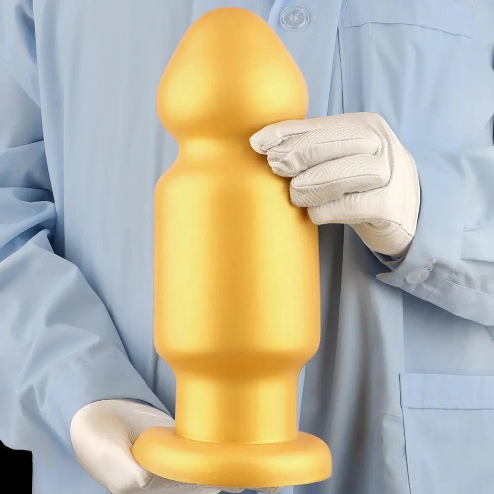 7.87in 11.22in Golden Silicone Soft Big Anal Plug Dildo For Anal Expansion