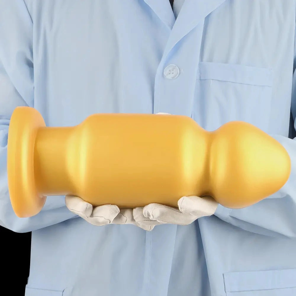 7.87in 11.22in Golden Silicone Soft Big Anal Plug Dildo For Anal Expansion