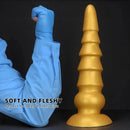7.87in 11.41in 14.17in Golden Silicone Soft Anal Plug Dildo For Intimacy