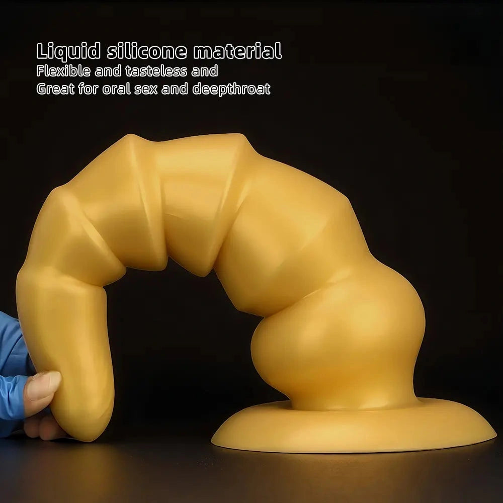 7.87in 11.41in 14.17in Golden Silicone Soft Anal Plug Dildo For Intimacy
