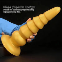 7.87in 11.41in 14.17in Golden Silicone Soft Anal Plug Dildo For Intimacy