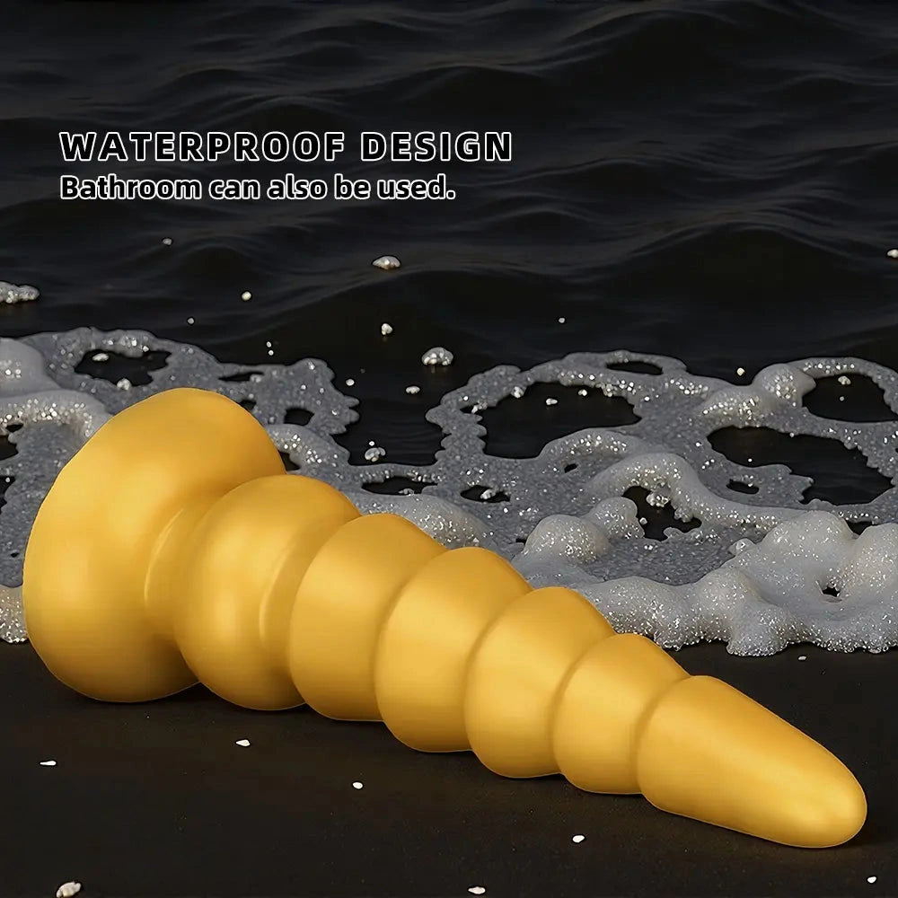7.87in 11.41in 14.17in Golden Silicone Soft Anal Plug Dildo For Intimacy