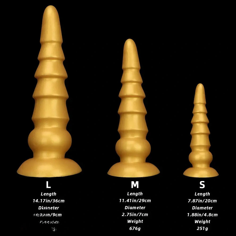 7.87in 11.41in 14.17in Golden Silicone Soft Anal Plug Dildo For Intimacy