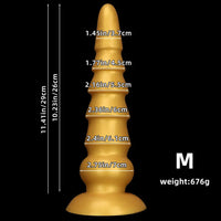 7.87in 11.41in 14.17in Golden Silicone Soft Anal Plug Dildo For Intimacy