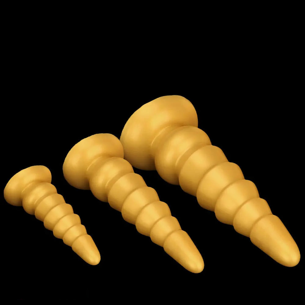 7.87in 11.41in 14.17in Golden Silicone Soft Anal Plug Dildo For Intimacy