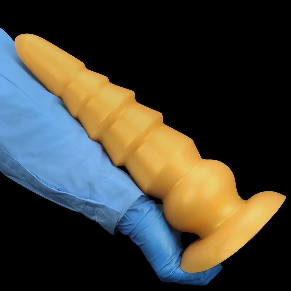 7.87in 11.41in 14.17in Golden Silicone Soft Anal Plug Dildo For Intimacy