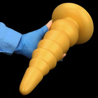 7.87in 11.41in 14.17in Golden Silicone Soft Anal Plug Dildo For Intimacy