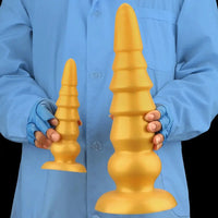 7.87in 11.41in 14.17in Golden Silicone Soft Anal Plug Dildo For Intimacy