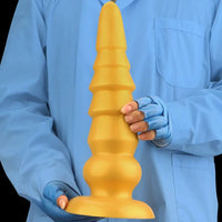 7.87in 11.41in 14.17in Golden Silicone Soft Anal Plug Dildo For Intimacy