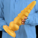 7.87in 11.41in 14.17in Golden Silicone Soft Anal Plug Dildo For Intimacy