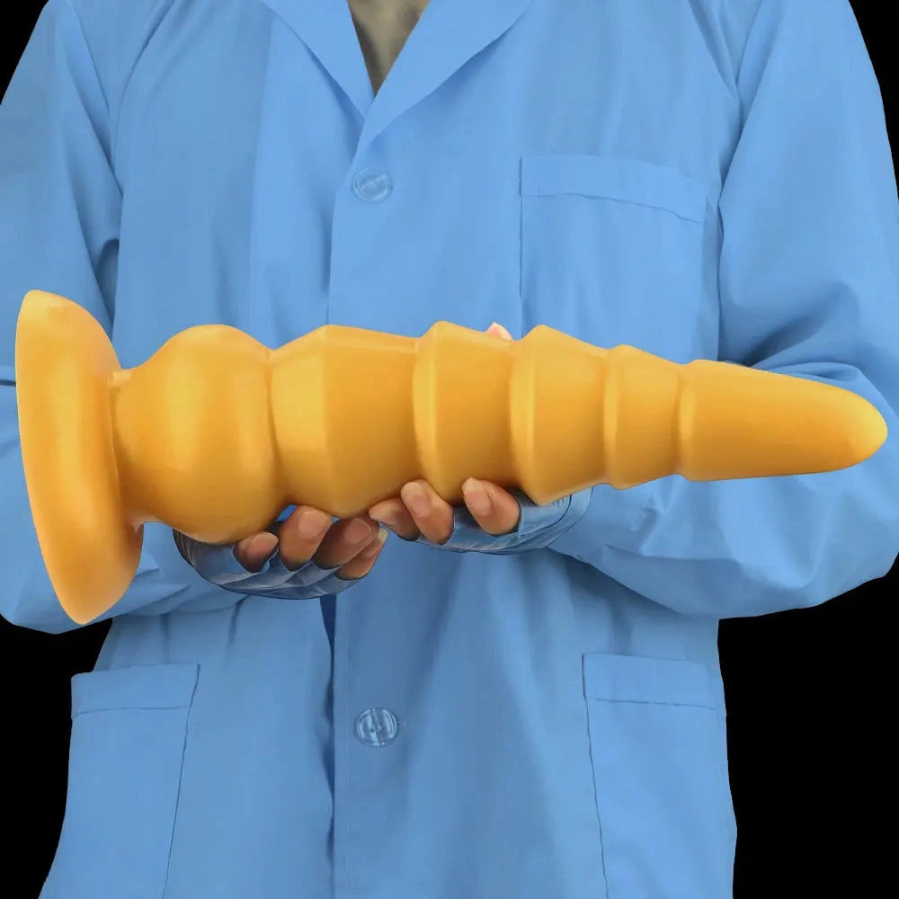7.87in 11.41in 14.17in Golden Silicone Soft Anal Plug Dildo For Intimacy