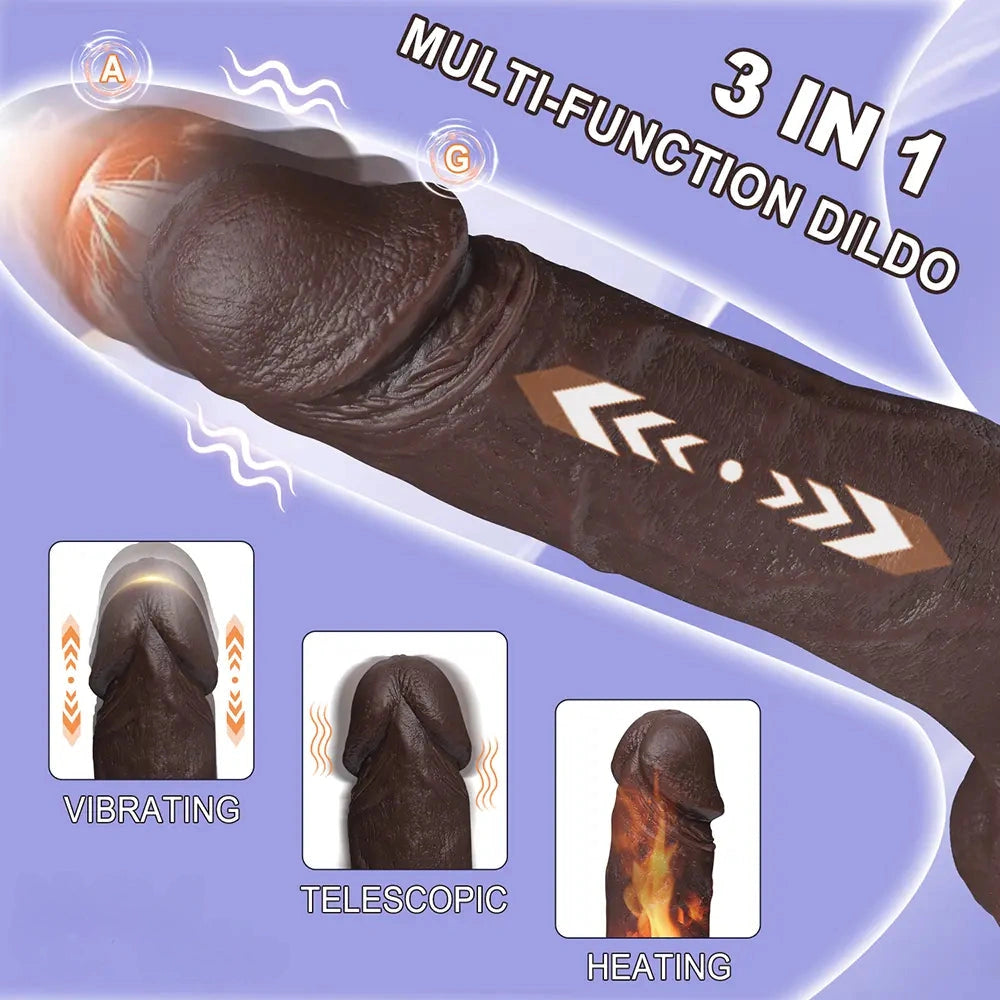 7.87in 3in1 Functional Thrusting Heating Rotation Dildo Flirting Cock Sex Toy