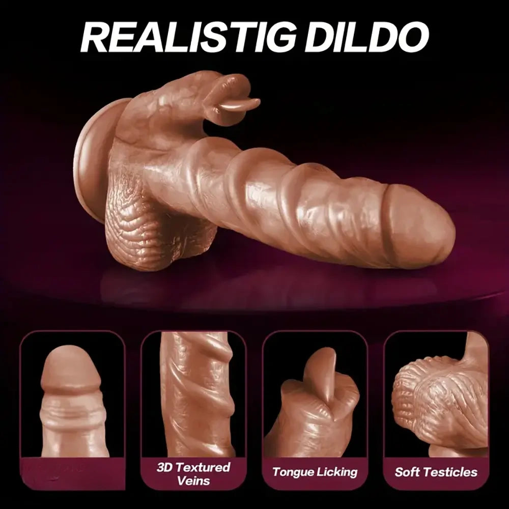 7.87in 4in1 Auto Heating Thrusting Rotation Vibrating TPE Real Dildo