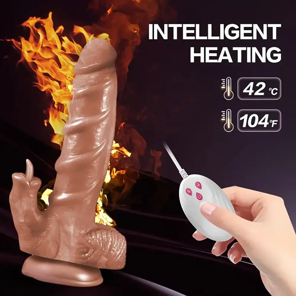 7.87in 4in1 Auto Heating Thrusting Rotation Vibrating TPE Real Dildo