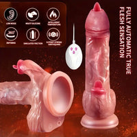 7.87in 4in1 Real Thrusting Intense Vibrating Heating Auto Licking Dildo
