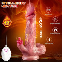 7.87in 4in1 Real Thrusting Intense Vibrating Heating Auto Licking Dildo