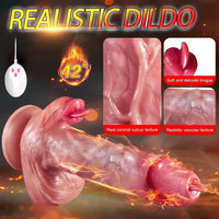 7.87in 4in1 Real Thrusting Intense Vibrating Heating Auto Licking Dildo