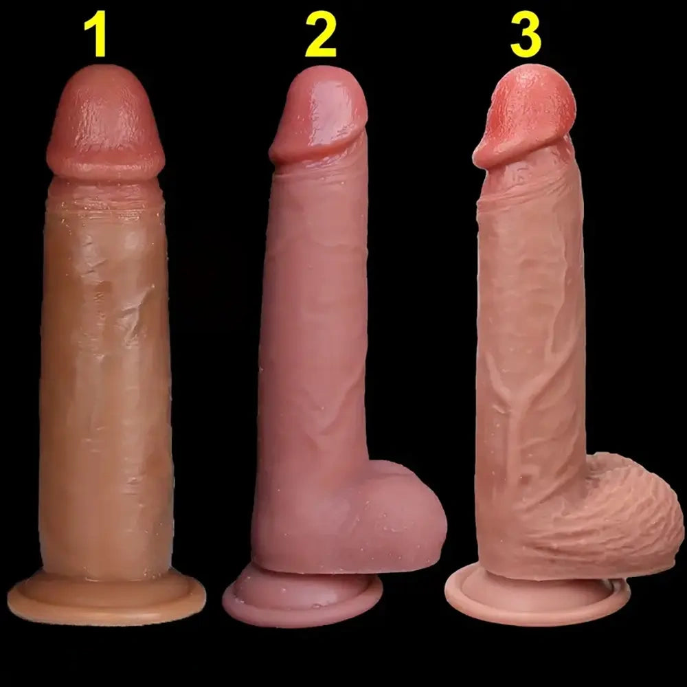 7.87in 8.27in Realistic Liquid Silicone Dual Density Uncut Sliding Skin Dildo