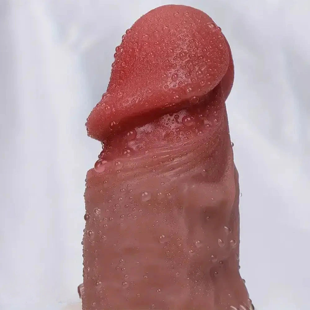 7.87in 8.27in Realistic Liquid Silicone Dual Density Uncut Sliding Skin Dildo
