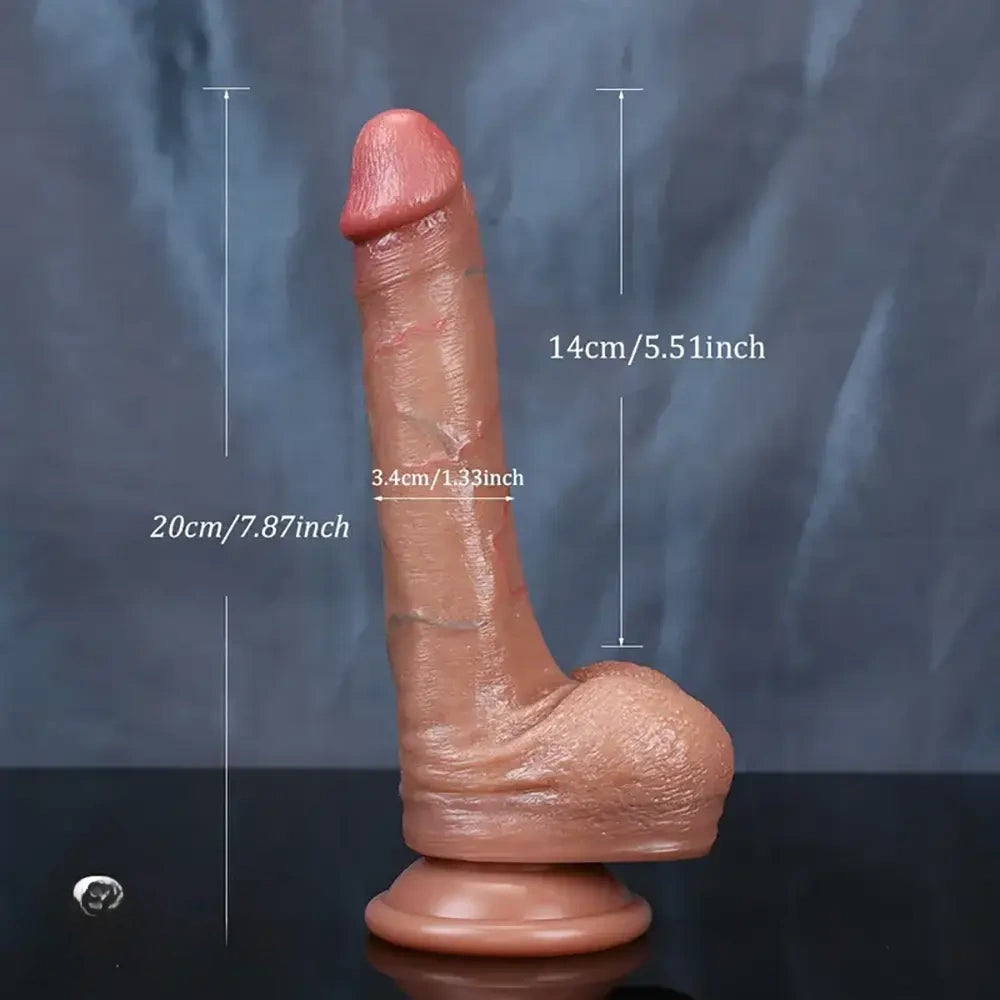 7.87in 8.85in Realistic Silicone Soft Penis Veins Dildo For Hands-free