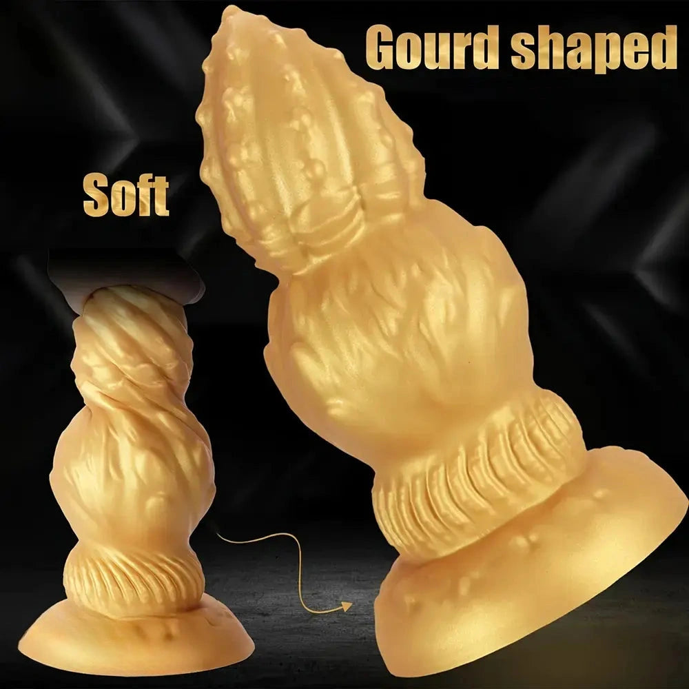 7.87in 9.05in 10.23in 11.41in Golden Gourd Sharp Pointed Large Thick Dildo